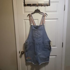 Pride Adult Rainbow Shortalls - Light Wash XXL NWT #91